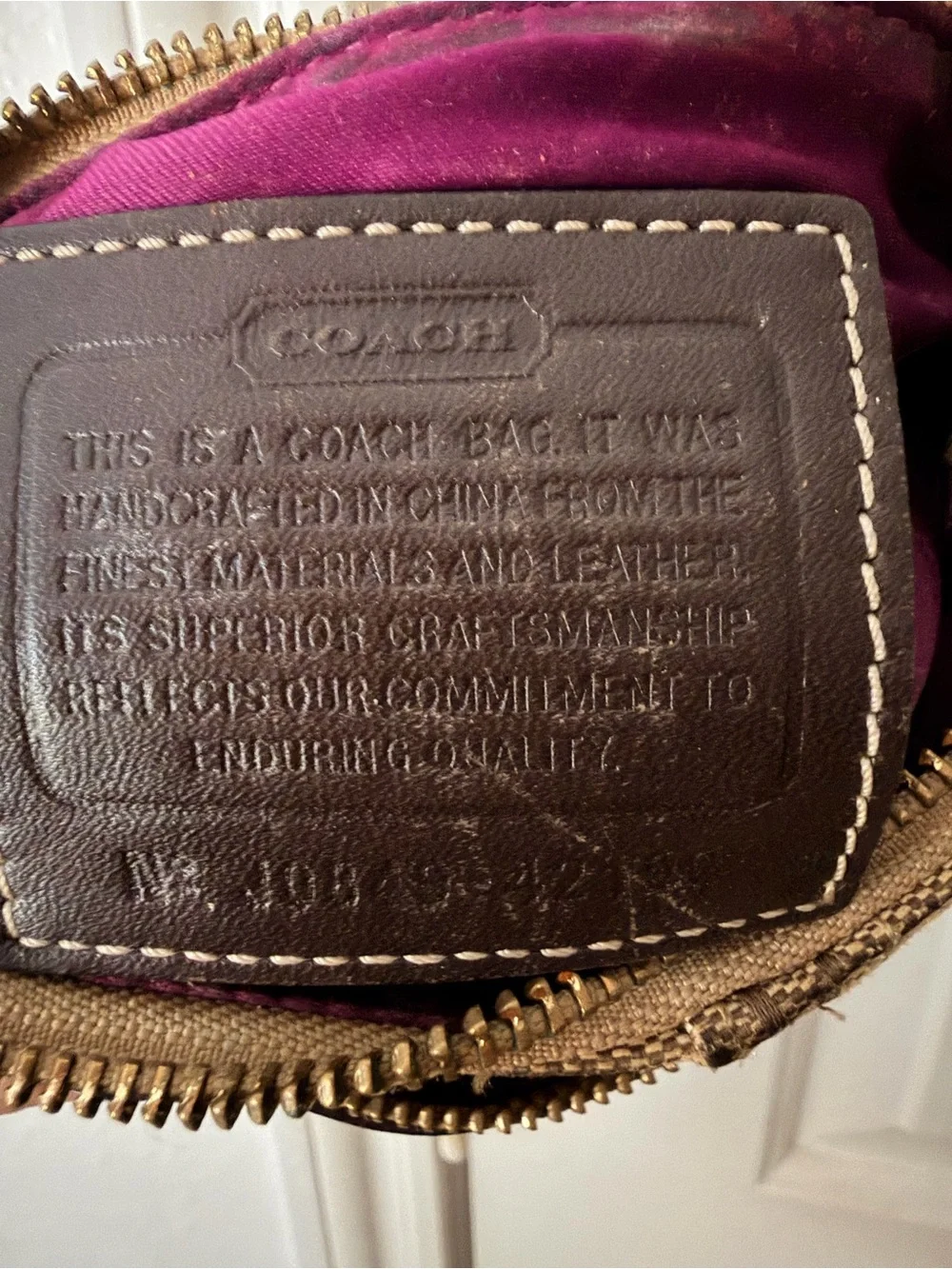 Vintage Coach Khaki and Brown Signature Crossbody
